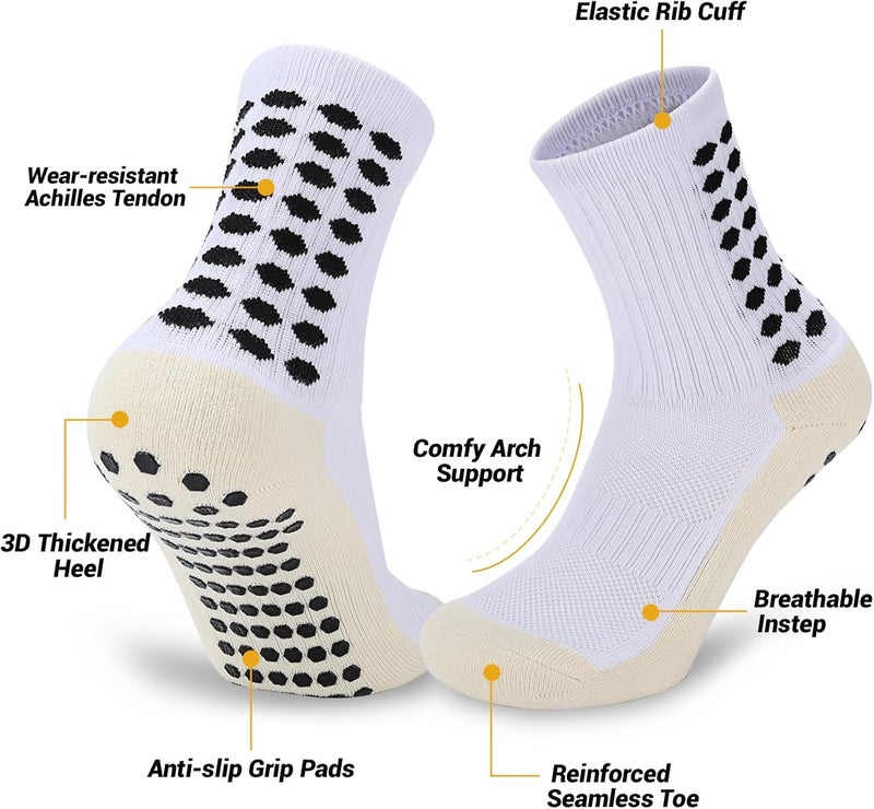 Ultrafun 3/5 Pairs Soccer Socks with Grip Pads Non Slip Football Basketball Sports Socks for Men Women - Image 3